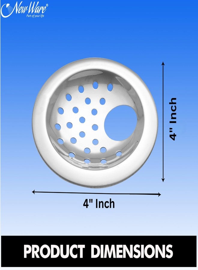 New Ware® CP Stainless Steel 4 Inch Round Curved Edge Floor Drain Jali | Wide Hole Drain Stopper & Filter for Indoor & Outdoor Use - Image 4